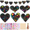 120 Pieces Valentines Day Decoration Scratch Paper for Kids Rainbow