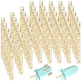 Geiserailie 40 Piece Acrylic Cakesicle Sticks Mirror Ice Cream Sticks Mini Ice Lolly Craft Cakesicle Mold Sticks Ice Lolly Colored Craft Sticks for DIY Crafts Art Projects(Gold, 4.5 Inch)