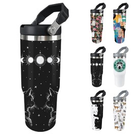 Ztuhjvy Cat Tumbler With Lid and Straw - 30oz Stainless Steel Cute Water Bottle Cup - Funny Gifts for Women