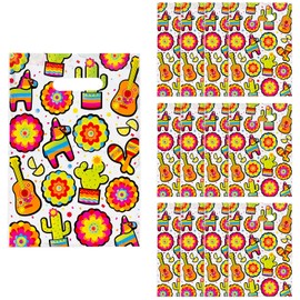 8 1/2" x 12" Colorful Fiesta Plastic Goody Bags - 12 Pc