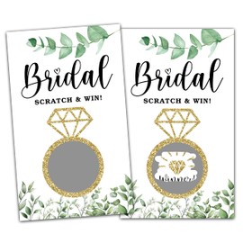 Bridal Shower Scratch Off Games, Bridal Shower Decorations, Greenery Bridal Raffle Lottery Tickets Cards for Bridal Shower Bachelorette Party Wedding Engagement Party, Set of 50 Cards (a07)