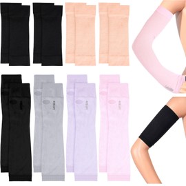 SATINIOR 8 Pairs Arm Shapers Set Upper Arm Compression Sleeve Slimming Warps Slimming Shaper for Woman(Elegant Color)