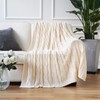 Battilo Soft Knitted Dual Cable Throw Blanket 50" 60" (Cream)