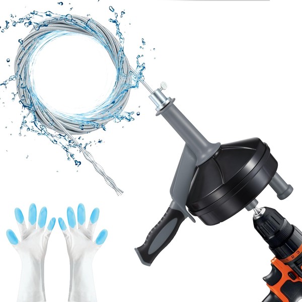 Drain Auger, Breezz Clog Remover with Drill Adapter, 25 Feet