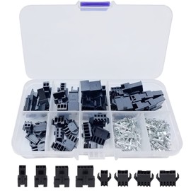 JST-SM Housing Connector 200pcs 2Pin 3Pin 4Pin 5Pin 2.54mm Pitch 2 3 4 5 Pin JST SM Connector Male/Female Adapter Kit Small Connector Wiring Work Terminal Electronic Parts