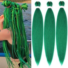 YDDM Pre Stretched Braiding Hair Braiding Hair Extensions Green Braids Extensions Hair 20 Inch 3packs Box Braid Hair Extensions Hair For Braiding Crochet Hair Braiding（20 Inch, Green#)