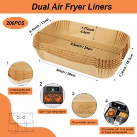 YQL 200 Stücke Backpapier für Heißluftfritteuse Ninja AF300EU/AF400EUCP/AF500EU, Air Fryer Pergament Paper Liner Disposable Air Fryer Accessories
