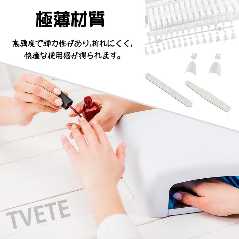 TVETE Clear Tip Nail Tip, Short, Oval, Short, 300 Pieces,