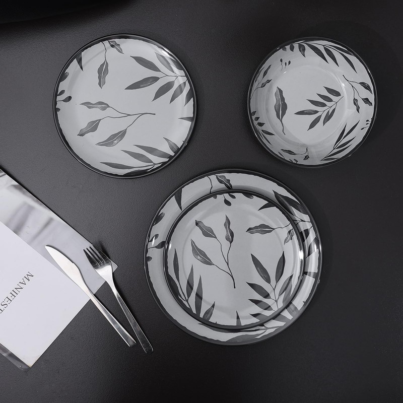 Lechoo 12pcs Melamine Dinnerware Set - Service for 4 Melamine