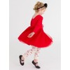 RuffleButts Red Sparkle Bow Patterned Footless Ruffle Tights - 6-8
