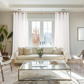 BGment Thick Pure White Linen Curtains for Living Room 84 Inch Length, Grommet Privacy Drapes for Bedroom Dining Room Light Filtering Window Treatments Decorative, 2 Panels, Each 52 Inch Wide