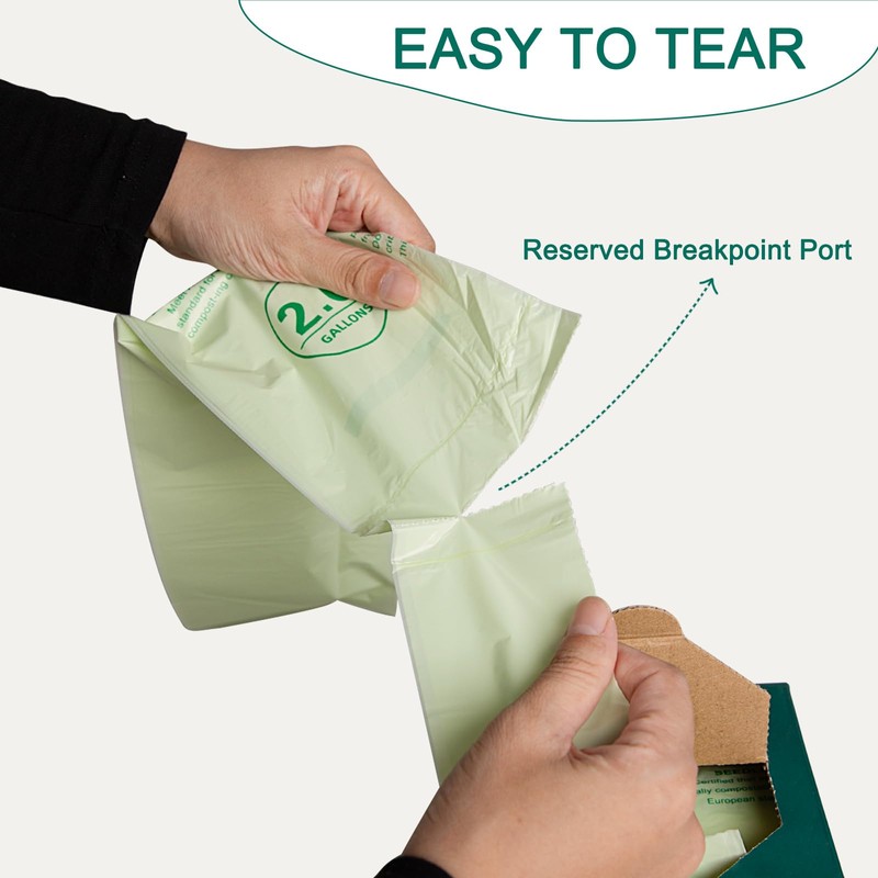 HECTOLIFE 2.6 Gallon 100 Count,Compostable Bags Handle Tie,Tear Resistant Kitchen
