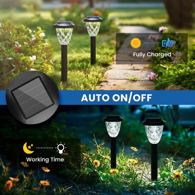 GIGALUMI 8 Pack Solar Lights Outdoor, Solar Pathway Lights with