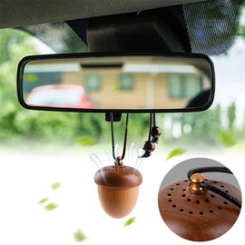 RoyAroma Wooden Acorn Essential Oil Car Diffuser Air Freshener Hang Decoration Brown