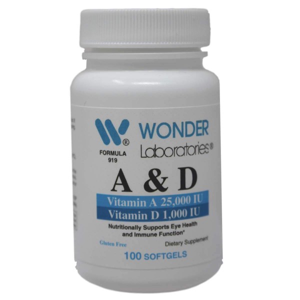 Wonder Laboratories Vitamin a 25,000 IU from Cod Liver Fish Oil + Vitamin D3 1,000 IU