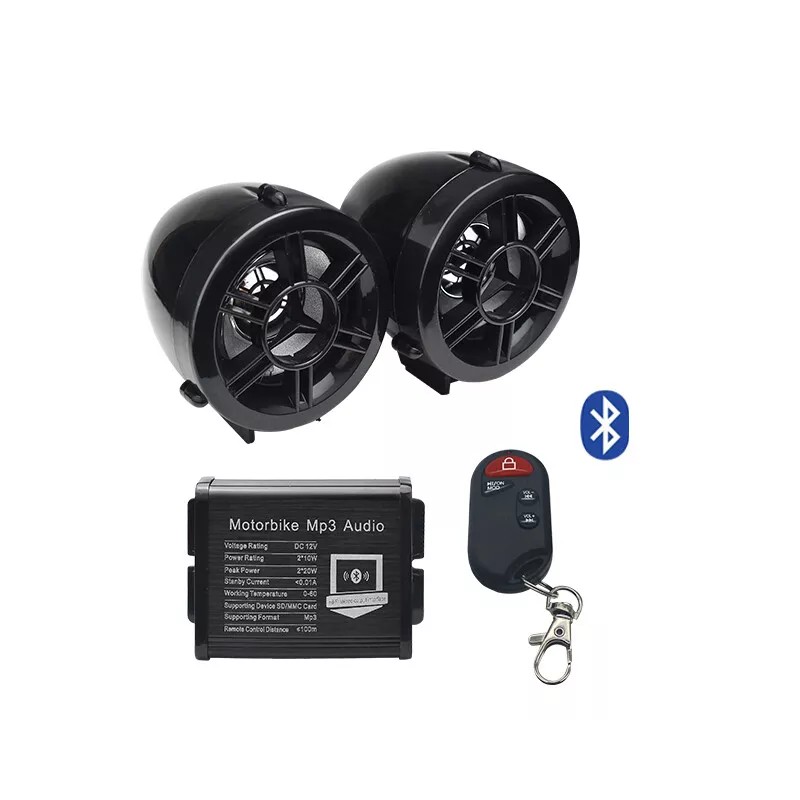 GDM Motorcycle Bluetooth Speakers & Anti Theft Alarm remote Waterproof