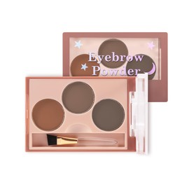 Boobeen 3 Farben Augenbrauenpuder Makeup Brow Palette, Augenbrauenpuder Brow Shaping Kit, abgeschrägte Brow Brush, schafft perfekt geformte 3D Brows