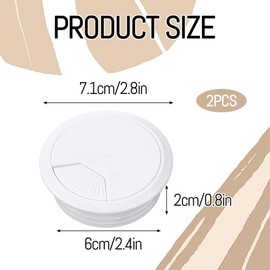 2PCS Desk Grommet 60 mm/2.36 Inch Plastic Cable Hole Cover Tidy Wire Hole Cover Wire Organizers Cable Grommets White Desk Grommet for Home and Office Table Surface Port Hole Covers
