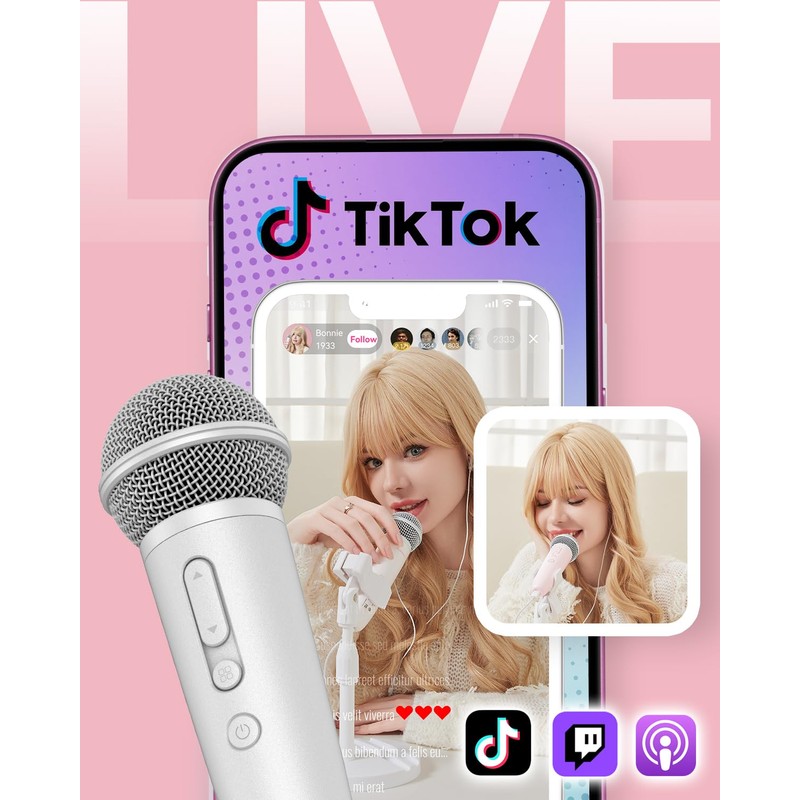 PUREMIC Singing Microphone with Earphone & Stand, Ideal for Vocal