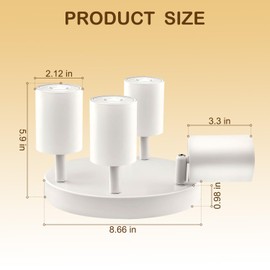 Wiseworld 4 Light Track Lighting Fixtures for Ceiling LED White Spot Lights Indoor Round Chassis GU10 Base Lamp Rotatable Modern Ceiling Spotlight for Bedroom Kitchen Hallway (Bulb Not Included)