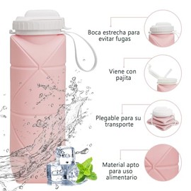 Botella de Agua Plegable Deportes, con Válvula a Prueba de Fugas，Reutilizables, Fácil de Transportar, para Fitness, Ciclismo, Running, Camping, etc