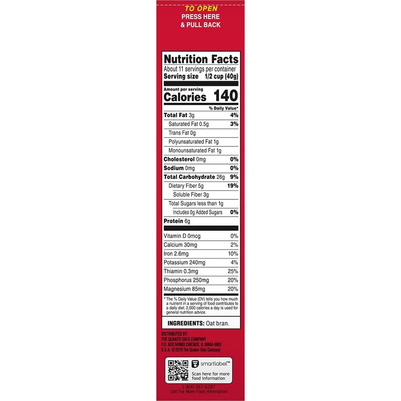 Quaker Hot Oat Bran Hot Cereal, 16 Ounce Box