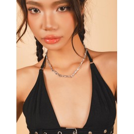 Sacina Silver-tone Barbed Wire Chain Necklace 16/18/20/22 in, Gothic Emo Punk Grunge Necklace, Goth Jewelry, Christmas Jewelry Gift for Women, 18 in, Zinc Stainless Steel, No Gemstone