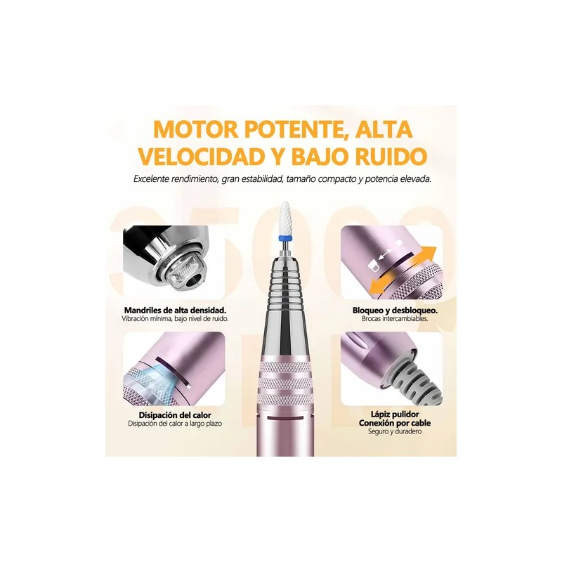 Pulidor De Uñas Profesional 35000rpm Cableado Multifuncional