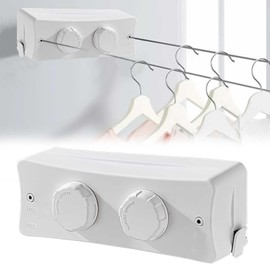 Domigard Retractable Clothesline,16.7Ft Clothes Line Retracting Indoor Twin Clothes Drying,Retractable Clothes Lines for Hanging Clothes Outdoor,Stainless Steel Clothes Line,Laundry Line (White)