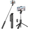 Selfie Stick Tripod, 35" Extension, Bluetooth Camera Remote, Attached Fill