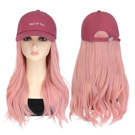 Hat Wig, Wig with Hat, Pink, Black, Integrated Hat, Bucket Hat, with Hair, Women's, Long, Neckline Length, Medium, Short, Wig, Cute, Small Face, Sun Protection, UV Protection, Heat Resistant,
