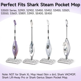 BIVVIK Steam Mop Replacement Pads for Shark S3500 Series S3501 S3601 S3550 S3801 S3901 SE450 S3601D S3901D S2901 S2902 Microfiber Steam Pocket Mop Pads Washable, 4 Pack