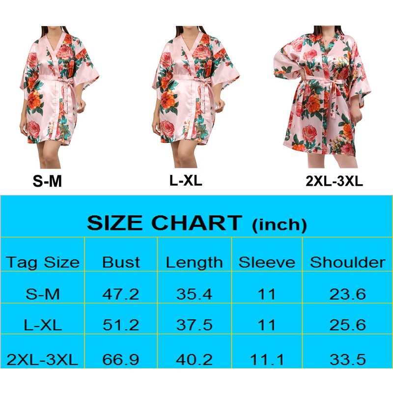 Albornoz Kimono de seda floral Peony para dama de honor,