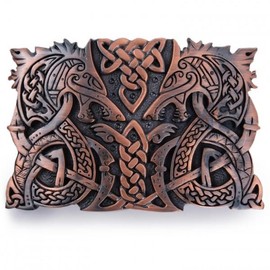 Fenrir Wolf Zoomorphic Kilt Belt Buckle - Color: Chocolate Bronze