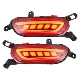 X AUTOHAUX Rear Bumper Reflector Fog Brake Tail Light Sequential Flowing Turn Signal Light Red Yellow LED for Mazda CX-3 2016-2017 Plastic Red Lens 1 Pair