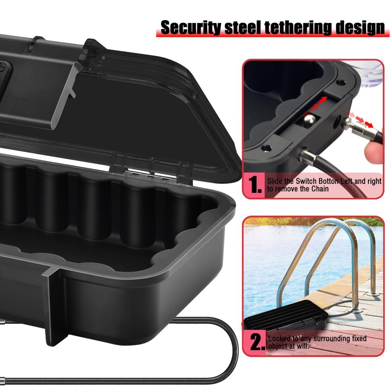 Large Security Lock Box,Outdoor Waterproof Shockproof 4-Digit Combination Key Safe