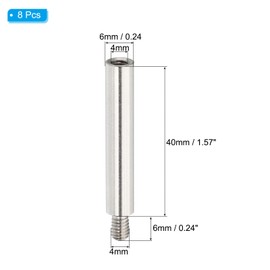 PATIKIL M4 x 40 + 6 mm Round Spacer Screws Extension Pins 8 Pieces Stainless Steel Threaded Sleeve Standoff Bolts Screws Replacement for Bindings Refillable Scrapbook Photo Album Craft DIY