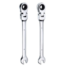 HARFINGTON Flex-Head Ratcheting Wrench 6/7mm 180° Rotating Head Metric Ratchet Combination Wrenches 72-Teeth Chrome Vanadium Steel Open End Ratchet for Fasteners Nut Bolt