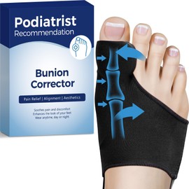 Habioer Hallux Valgus Bandage, Weich Silikon Gel Pad entzündeten Fußballen Fuß Zwei Zehenspreizer Separator Corrector 1 Paar（schwarz）-L, 2PACK