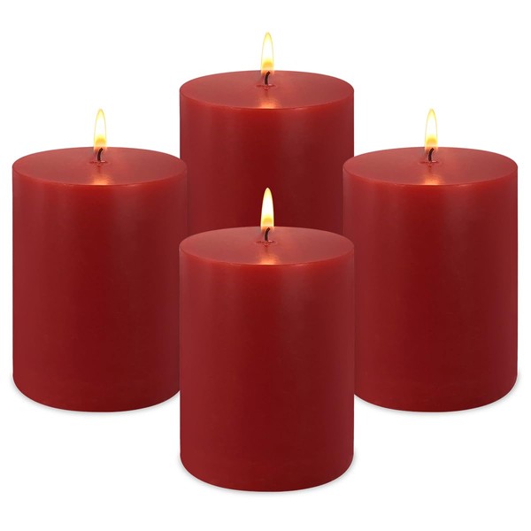 3x4 Inch Red Pillar Candles 45 Hours Unscented Dripless Fat