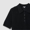 JAJU Women's Crochet Collar Short Sleeve Knit_Black