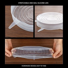 HLPADMOY Silicone Stretch Lids, 6 Pack Reusable Durable Food Storage Silicone Bowl Lids, 6 Sizes Fit Most Containers, Keep Food Fresh, Microwavable - Easy to Clean (white)