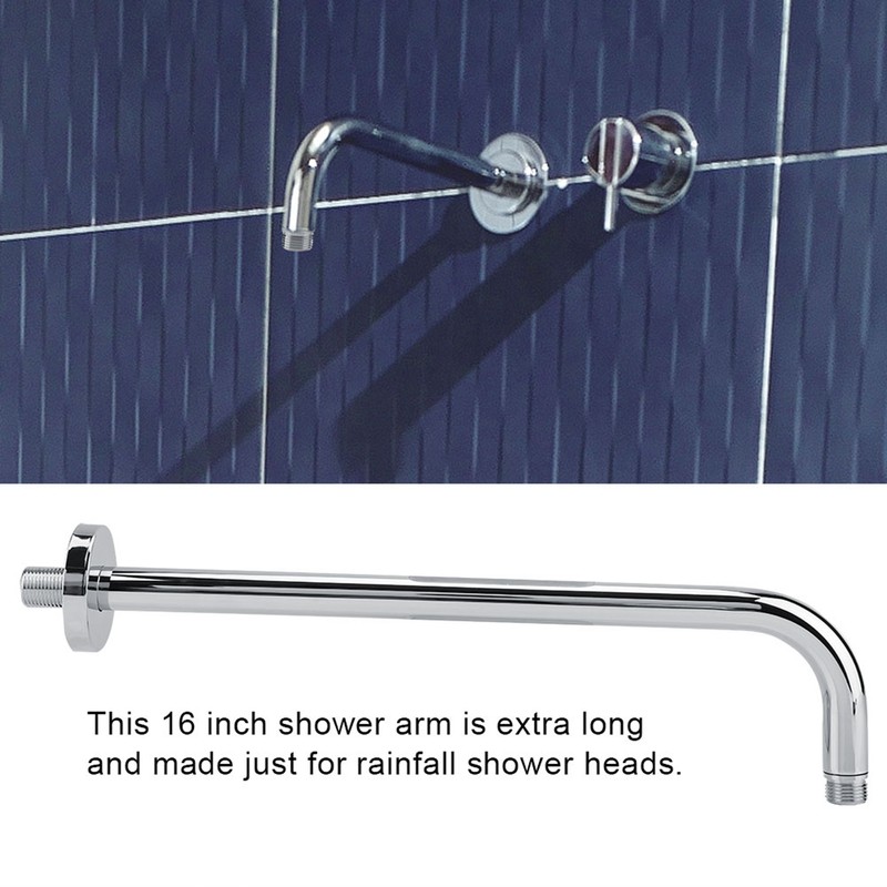 Extra Long Stainless Steel Shower Rain Head Arm Replacement Flange