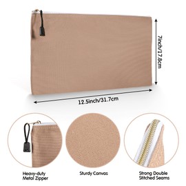 Canvas Tool Pouch Metal Zipper Utility Tool Bags 10 Colors Multi-Purpose Storage Bag Canvas Tote Pouch Organizer for Storage Tools Items Portable Supplies, 12.5 x 7 Inch (10 Pieces)