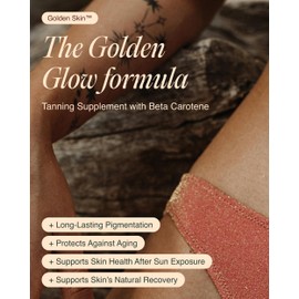 Golden Skin Tanning Supplement for Women & Men – Potent Tanning Pills with Beta Carotene, Lutein & L-Tyrosine for Skin Health | Natural Antioxidant Supplement & Tanning Vitamins | 180 Vegan Capsules