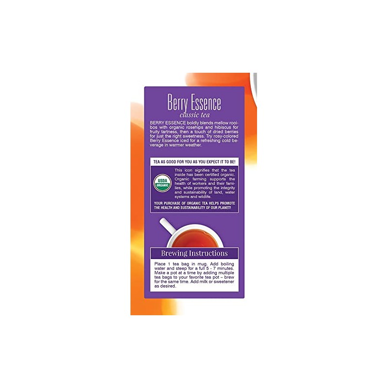 Davidson's Organics, Berry Essence, 25-count Tea Bags, Pack of 6