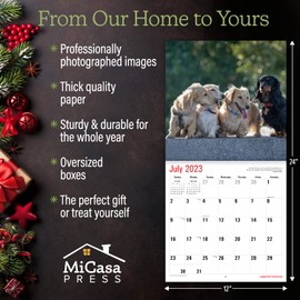 MICASA Longhaired Dachshunds 2023 Hangable Monthly Wall Calendar | 12" x 24" Open | Thick & Sturdy Paper | Giftable | Cute Dog | Delightful Dachshunds