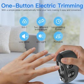 Electric Nail Clipper, 3 in 1 Electric Nail Clippers with Interchangeable Heads, Built-in Magnifier, Dual Polishing Modes, LCD Display, Debris Storage