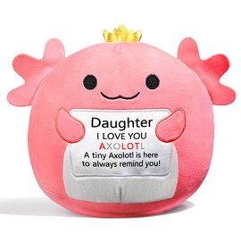 ZENLIV Daughter Gift from Mom Dad, Axolotl Plush Emotional Support Animal, Funny Cute Unique Gifts for Daughter, Inspirational Gifts I Love You Daughter, Birthday for Daughter（Axolotl）