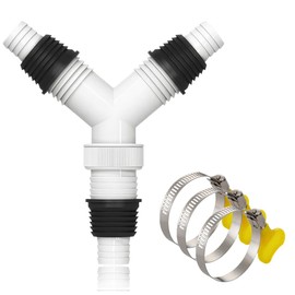 JAWUZ Washing Machine Drain Adapter, Drain Washing Machine Triple Thread Connection - Triple Thread Connection Y Adapter for Pipes with 20-31 mm Input and 36 mm Outlet, Plastic Thread Connection, F